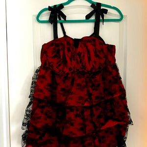 Babydoll nightie.  Red/black.  Cacique Intimates. 22/24